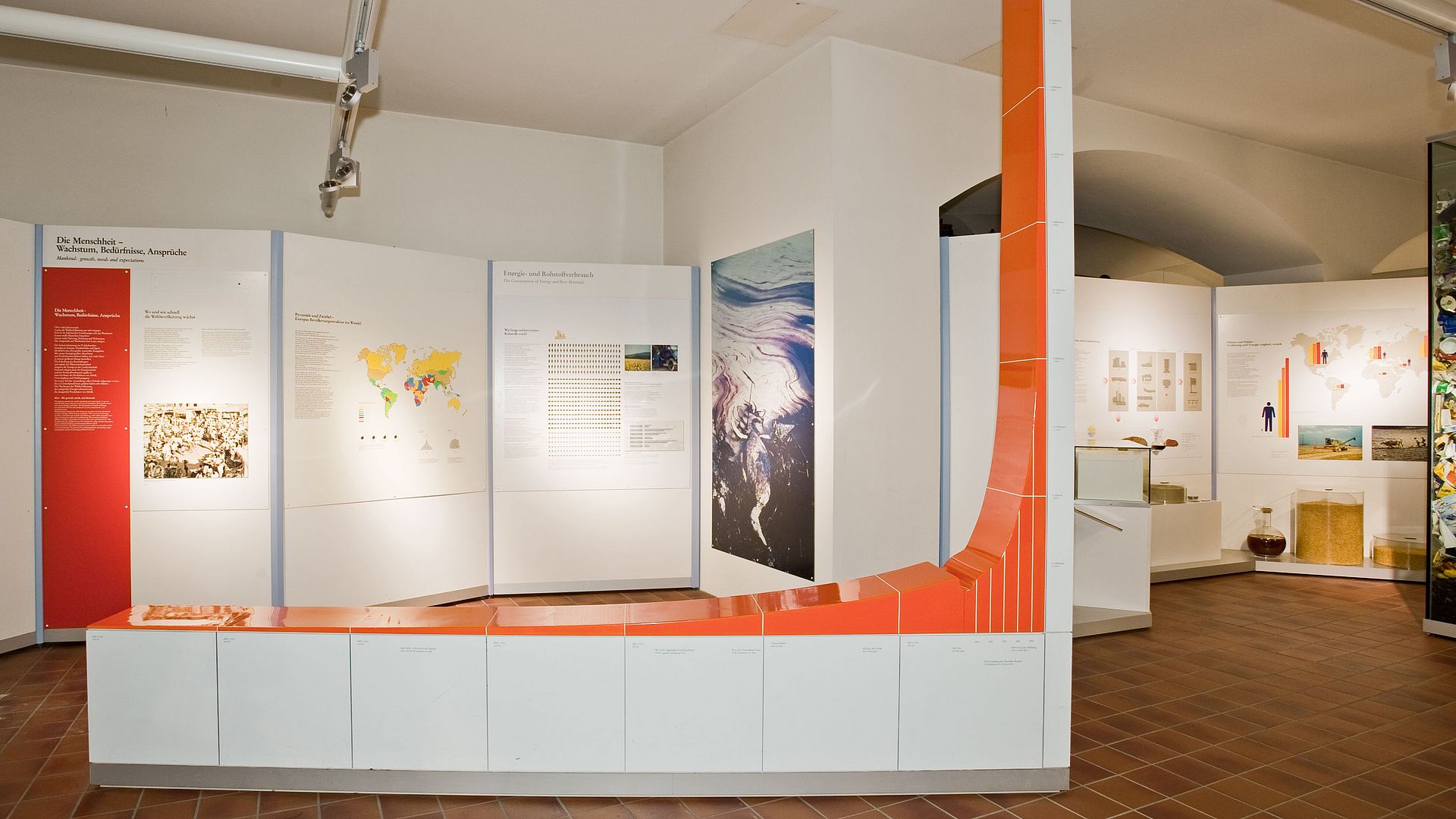The population growth curve in the Environment exhibition.