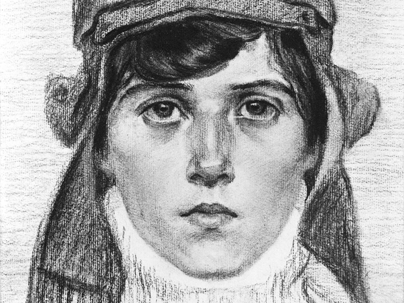 Selbstporträt der Flugpionierin Amelie Hedwig Boutard-Beese.