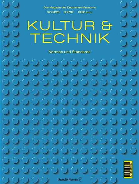 Das Cover der Zeitschrift "Kultur und Technik". Zu sehen ist eine blaue Lego-ähnliche Platte mit Noppen