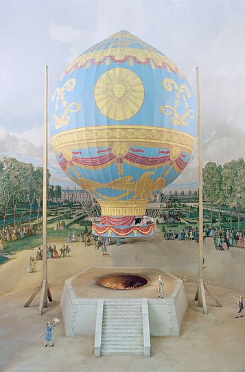 Darstellung historische Luftfahrt Montgolfiere