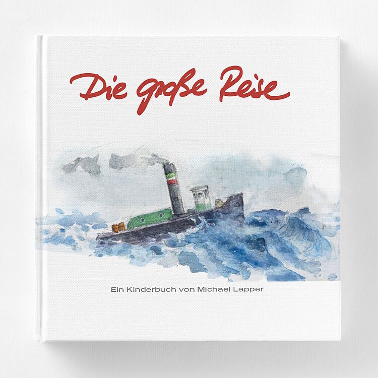 Buchcover "Die große Reise" von Michael Lapper. Illustration zeigt ein Schiff, dass sich durch die Wellen kämpft.