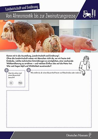 Erste Seite des Forscherbogens "Von Almromantik bis zur Zweinutzungsrasse".