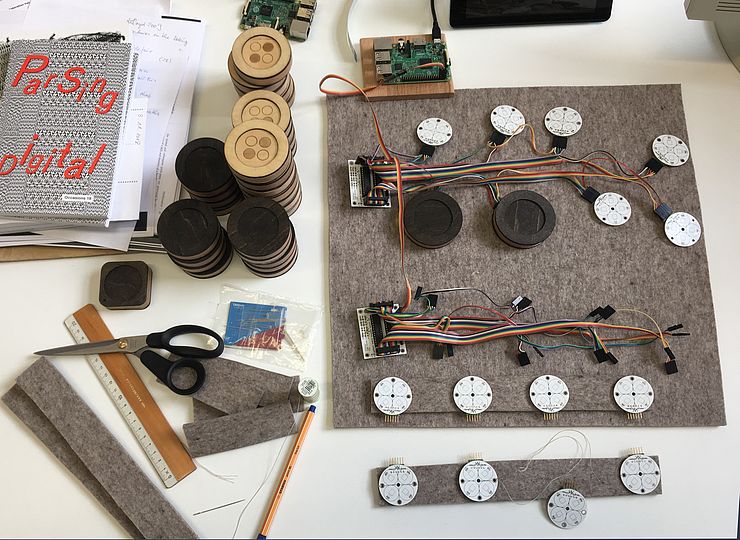 Construction of a pattern-matrix from felt for 4x4 or 8x8 repeats. 