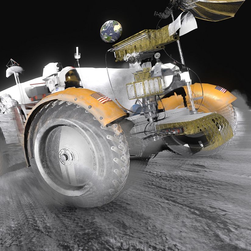 VRlab: Luna Rover Mondauto fährt über den Mond.