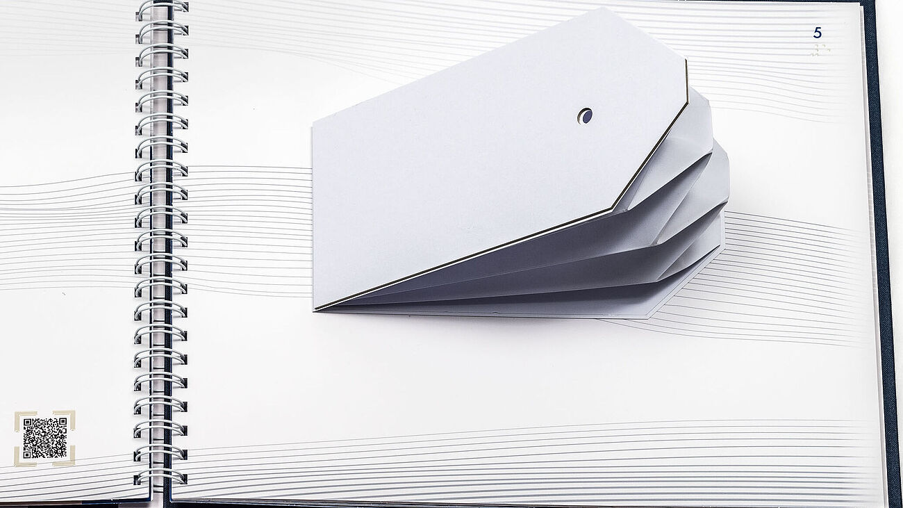 Das aufgeschlagene Tastbuch.