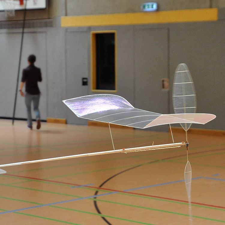 Saalflug-Modell in der Luft