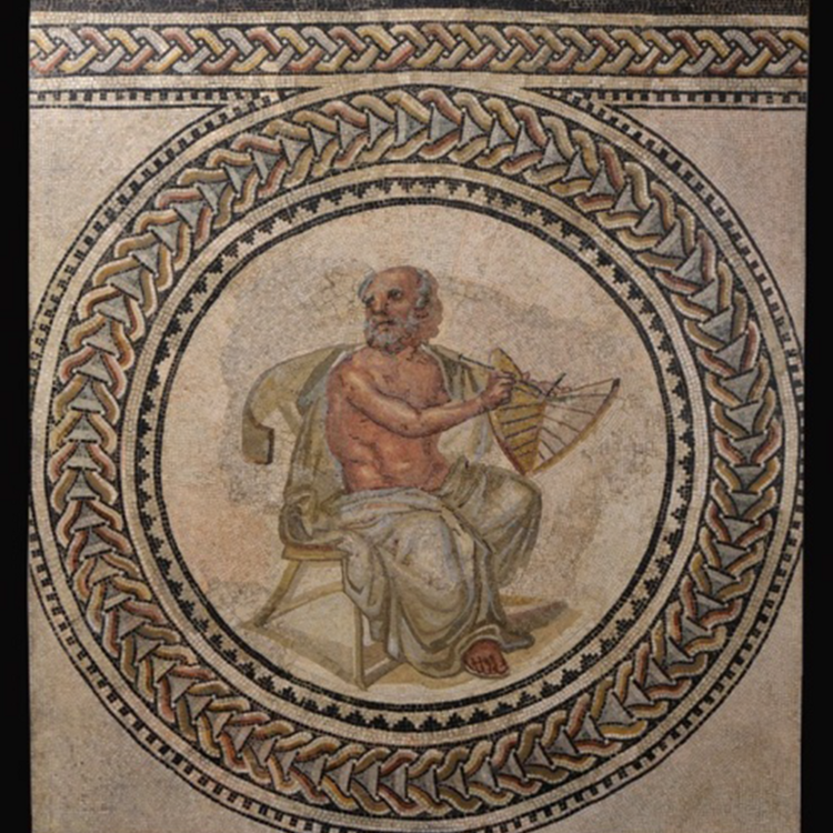 Mosaic depicting man (thought to be Anaximander) with sundial, 3rd century 