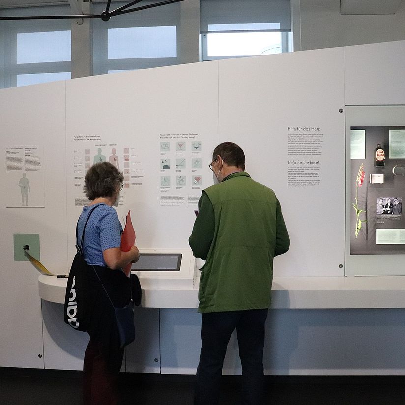 Ausstellung Gesundheit Zwei Lehrer in der Ausstellung Gesundheit.
