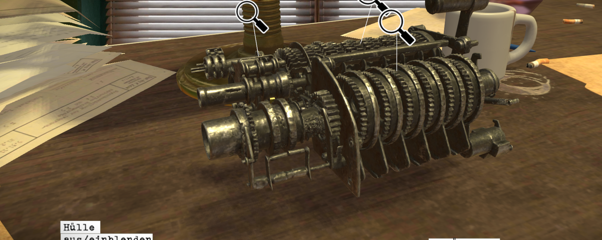 Die Walze eines Schlüsselgeräts liegt auf einem Tisch.