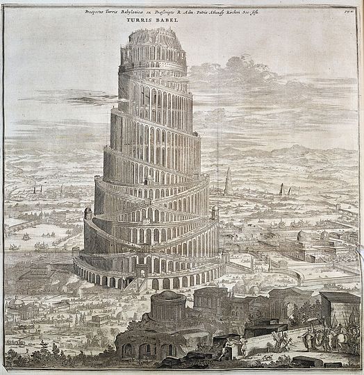 Der Turm von Babel, aus „Turris Babel“ von Athanasius Kircher, 1679