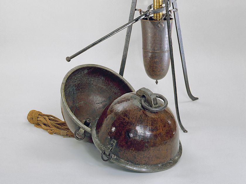 Magdeburger Halbkugeln mit Luftpumpe.