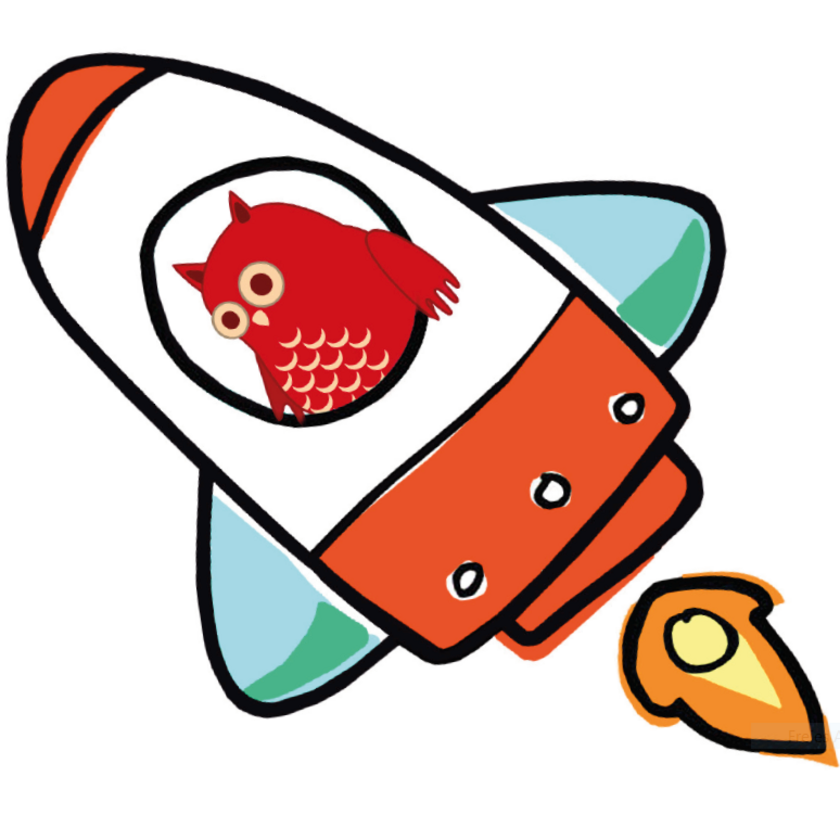 Museumseule "Milla" fliegt in einer Rakete.