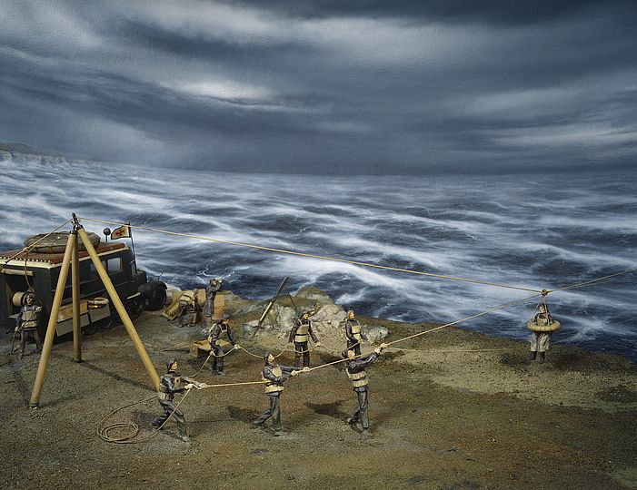 Diorama: Rettung aus Seenot, 1950er-Jahre.