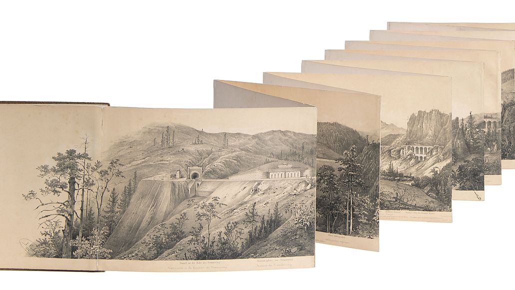 Leporello mit der Abbildung der Bahnlinie