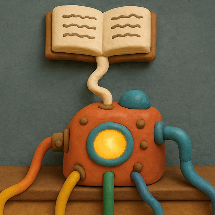 Knetmasse als Computer mit Buch geformt