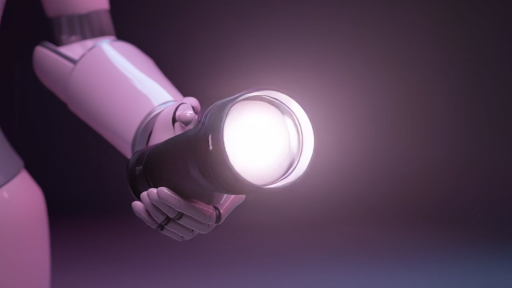 Roboter mit Taschenlampe