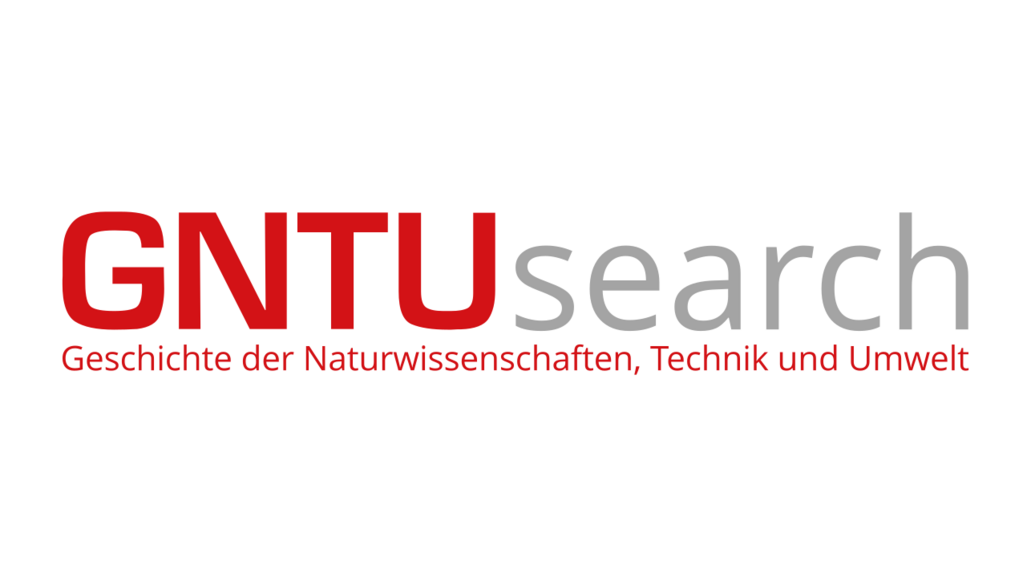 Logo des Portals GNTUseach Logo-Text: "GNTUsearch" mit Unterschrift "Geschichte der Naturwissenschaften, Technik und Umwelt"