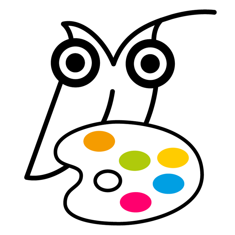 Maskottchen Eule Pfiffikus der Bildung im Deutschen Museum Bonn für die Workshops Ganz schön bunt und Farbenfroh.