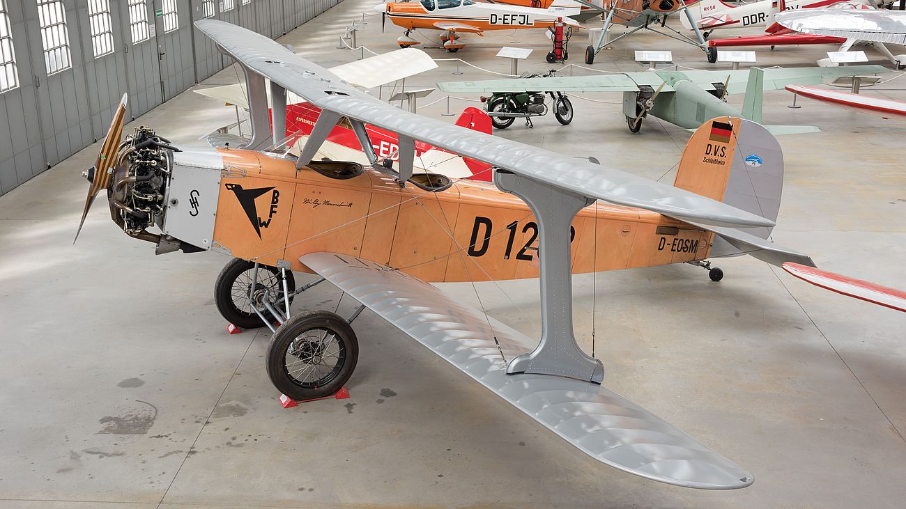 Schulflugzeug Udet U 12 Flamingo in der Flugwerft Schleißheim.