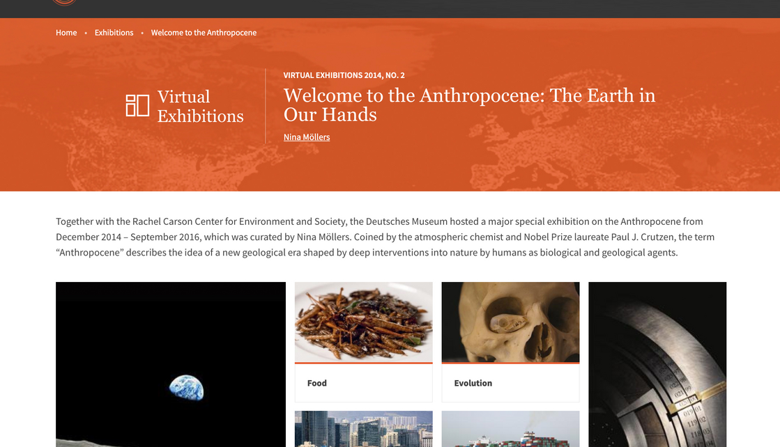 Screenshot der Webseite "Virtual Exhibition – Welcome to the Anthropocene".