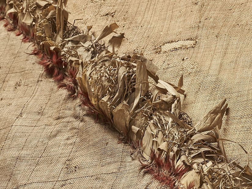 Deutsches Museum Inv.-Nr. 32882: "Samoanische Bastmatte aus dem Besitz des Häuptlings Mataafa", Detailaufnahme.