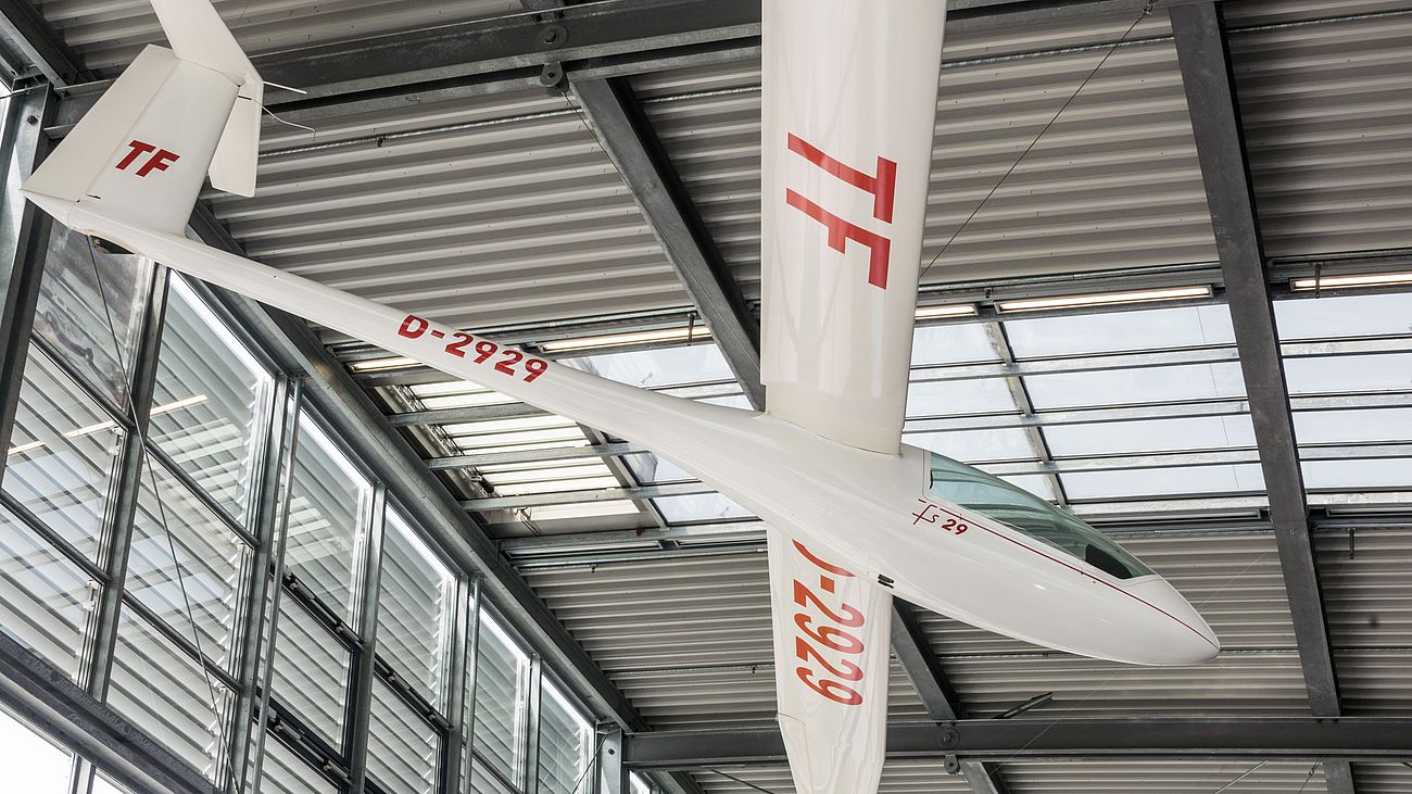 Segelflugzeug Akaflieg Stuttgart fs 29 in der Flugwerft Schleißheim.