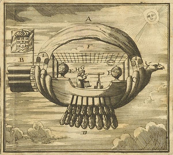 Illustration aus „Abbildung eines sonderbahren Lufft-Schiffes“, Wien 1709