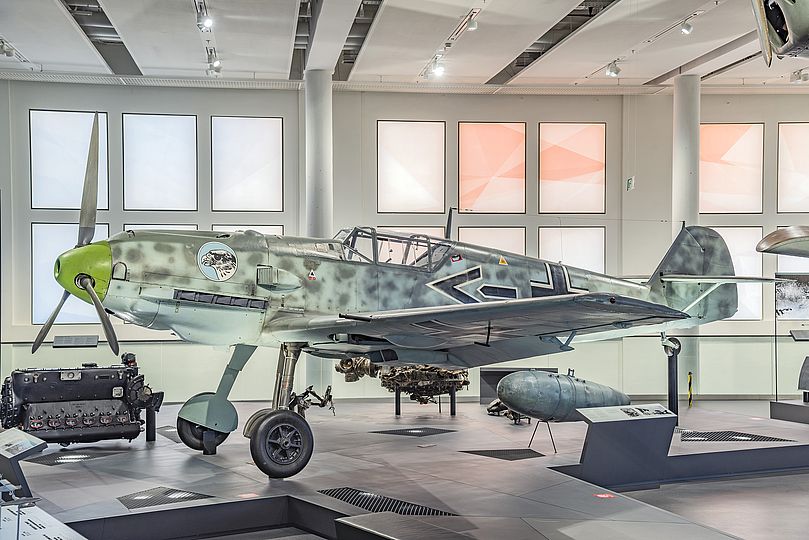 Messerschmidt Bf 109 E in der Ausstellung Historische Luftfahrt.