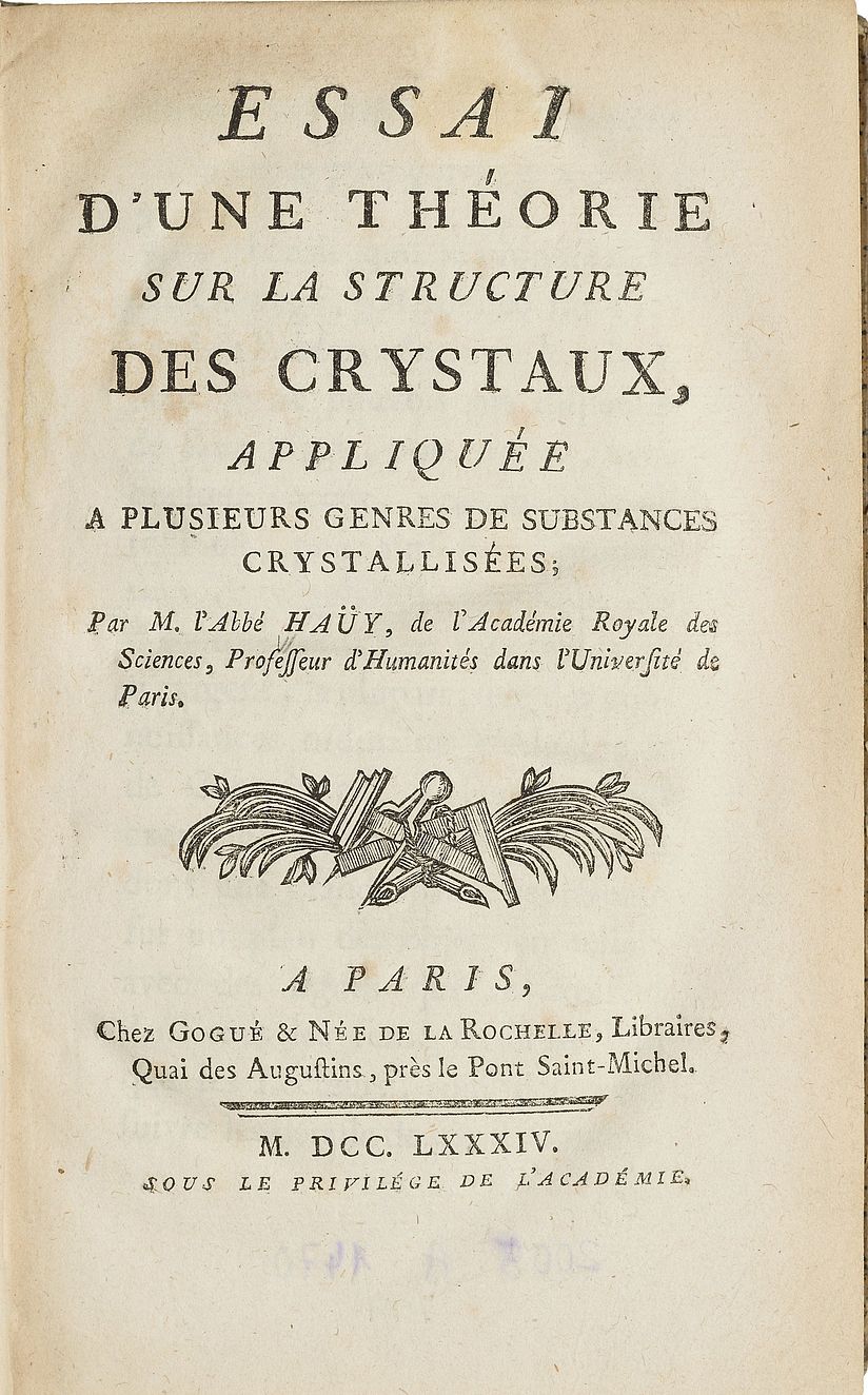 Titelblatt des 1784 publizierten, epochemachenden Werks zur Kristallographie.