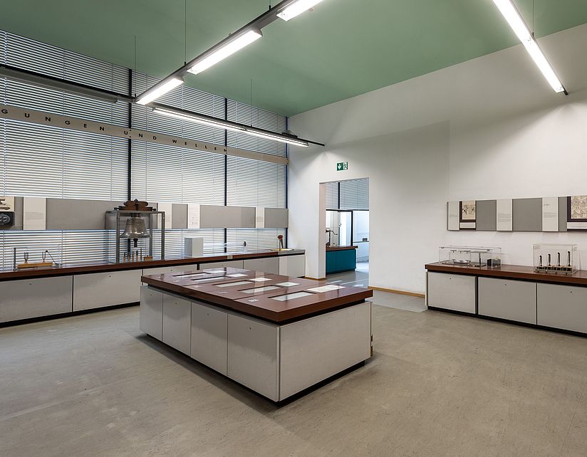 View inside the Oscillations and Waves exhibition area.