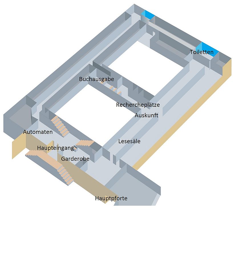 Plan des Bibliotheksbaus.