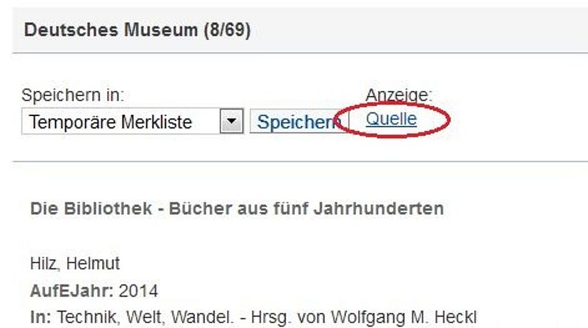 Screenshot einer Aufsatz-Anzeige im Online-Katalog.