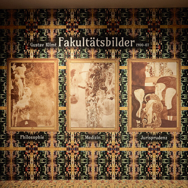 Blick in die Ausstellung Klimt – KI – Kunst im KI:Kabinett des Deutschen Museums Bonn