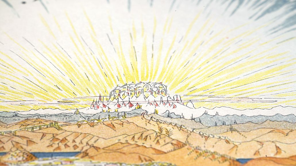 Blick auf utopische Glasarchitektur