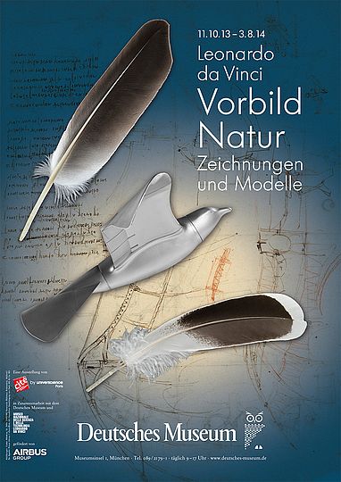 Plakat der Sonderausstellung "Leonardo da Vinci: Vorbild Natur – Zeichnungen und Modelle".