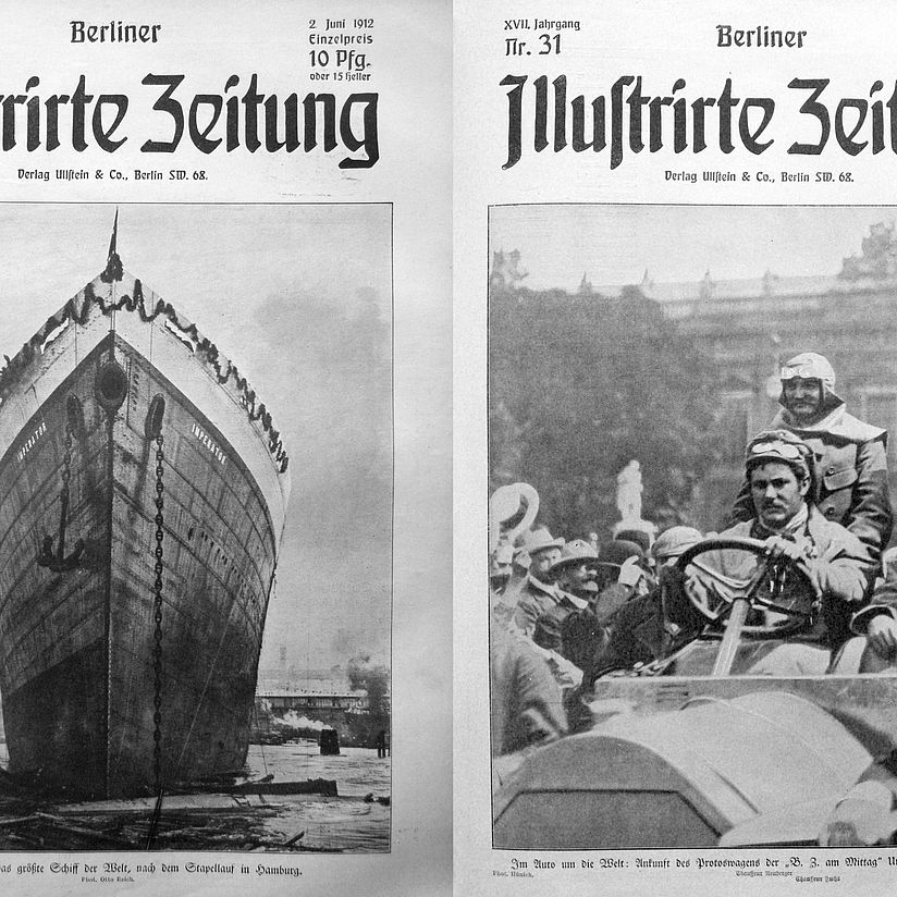 Die Titelseiten der Berliner Illustrirten Zeitung vom 2.6.1912 und vom 2.8.1908.