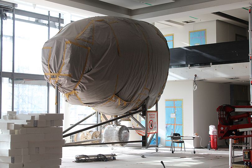 Die Ausstellung Moderne Luftfahrt in der Bauphase.