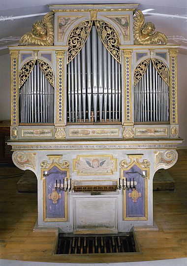 Thalkirchener Orgel in der Ausstellung Musikinstrumente.