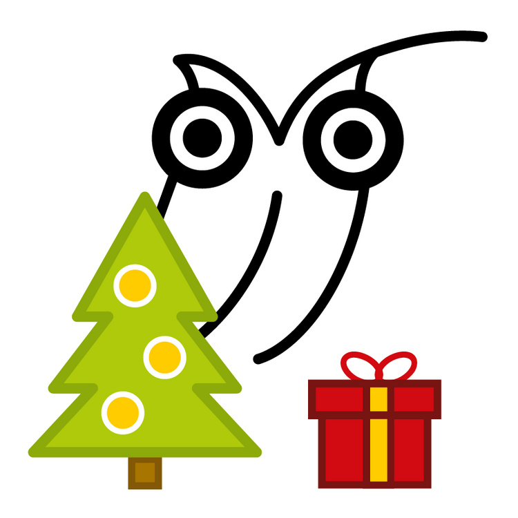 Maskottchen Eule Pfiffikus der Bildung im Deutschen Museum Bonn für Workshops zu Weihnachten.