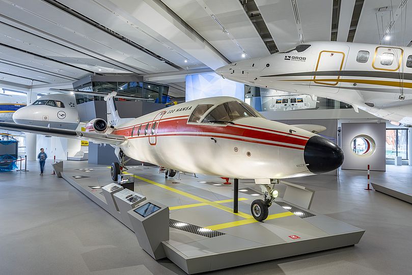 Hansajet und Grob-Jet in der Ausstellung Moderne Luftfahrt.