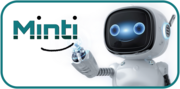 Logo von Minti mit einem lächelnden Roboter und dem Schriftzug „Minti“